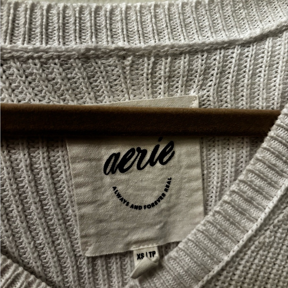 Aerie Coral and White Striped Cropped Sweater - XS - Picture 4 of 7